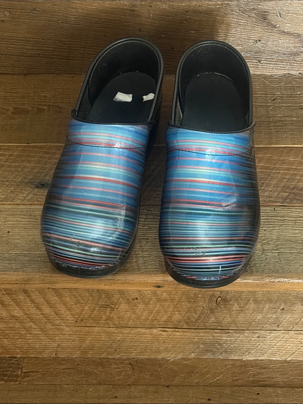 Dansko Blue Multi Striped Mules size 37